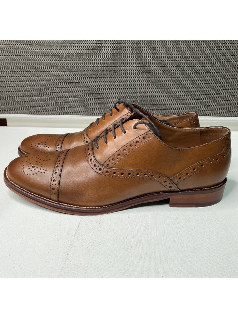 Johnston & Murphy Mens Brown Leather Cap-Toe Oxford Dress Shoes 9.5M E19